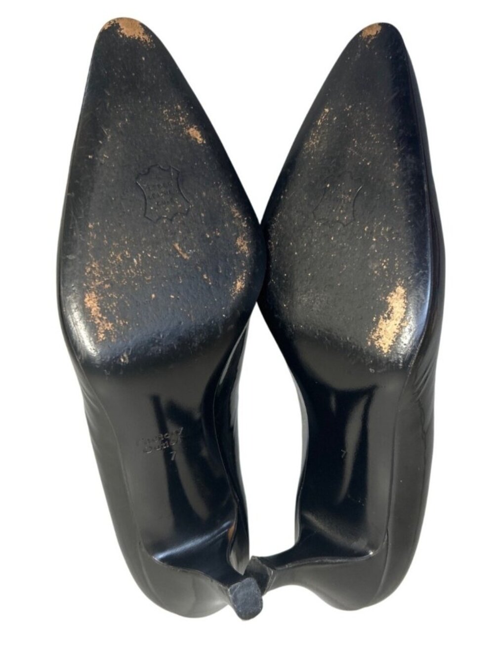 Bally Black Patent Leather Pumps Pointed Toe Sz 7E  Wide Switzerland Office Heel - Picture 11 of 13